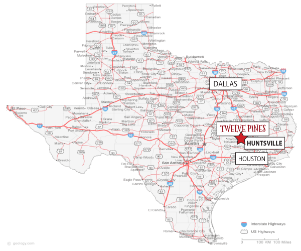 12 Pines Texas Map