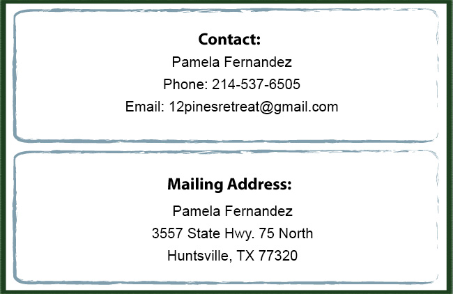 Contact 12 Pines Retreat Center